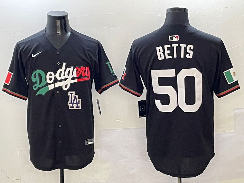 Men Los Angeles Dodgers 50 Betts Black Mexico Nike 2025 MLB Jersey style 10
